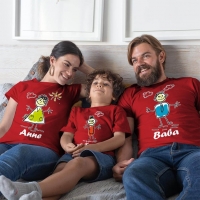 Çöp Adam Anne Baba ve Erkek Çocuk Tişört Kombini - 2