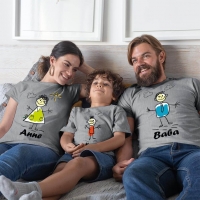 Çöp Adam Anne Baba ve Erkek Çocuk Tişört Kombini - 5