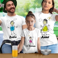 Çöp Adam Anne Baba ve Kız Çocuk Tişört Kombini - 2