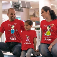 Çöp Adam Anne Baba ve Kız Çocuk Tişört Kombini - 3