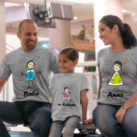 Çöp Adam Anne Baba ve Kız Çocuk Tişört Kombini - 5