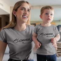 Mustafa Kemal Atatürk İmzalı Anne Erkek Çocuk Tişört Kombini - 4