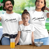 Mustafa Kemal Atatürk İmzalı Anne Baba ve Kız Çocuk Tişört Kombini - 2