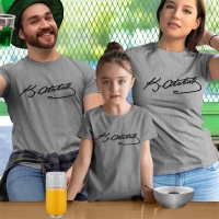 Mustafa Kemal Atatürk İmzalı Anne Baba ve Kız Çocuk Tişört Kombini - 4