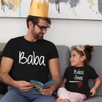 Anne Baba Sevgisi Tasarımlı Baba ve Kız Çocuk Kombini - 3