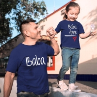 Anne Baba Sevgisi Tasarımlı Baba ve Kız Çocuk Kombini - 4