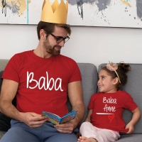 Anne Baba Sevgisi Tasarımlı Baba ve Kız Çocuk Kombini - 5