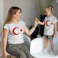 Ay Yıldız Anne Kız Çocuk Tişört Kombini - 2