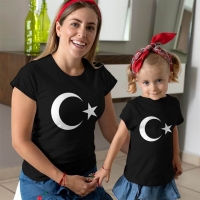 Ay Yıldız Anne Kız Çocuk Tişört Kombini - 3