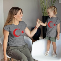 Ay Yıldız Anne Kız Çocuk Tişört Kombini - 4