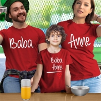 Anne Baba Sevgisi Tasarımlı Baba,Anne ve Erkek Çocuk Kombini - 4