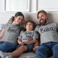 Anne Baba Sevgisi Tasarımlı Baba,Anne ve Erkek Çocuk Kombini - 5