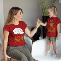 I Love My Family Anne Kız Çocuk Tişört Kombini - 3