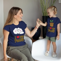 I Love My Family Anne Kız Çocuk Tişört Kombini - 5