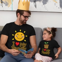 I Love My Family Baba Kız Çocuk Tişört Kombini - 2