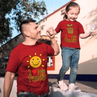 I Love My Family Baba Kız Çocuk Tişört Kombini - 3