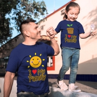 I Love My Family Baba Kız Çocuk Tişört Kombini - 5