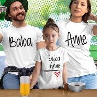 Anne Baba Sevgisi Tasarımlı Baba,Anne ve Kız Çocuk Kombini - 2