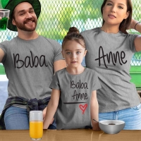 Anne Baba Sevgisi Tasarımlı Baba,Anne ve Kız Çocuk Kombini - 5