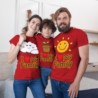 I Love My Family Anne Baba ve Erkek Çocuk Tişört Kombini - 3