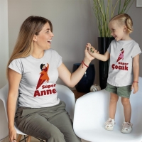 Süper Kahraman Anne Kız Çocuk Tişört Kombini - 2