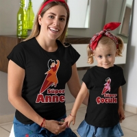 Süper Kahraman Anne Kız Çocuk Tişört Kombini - 3