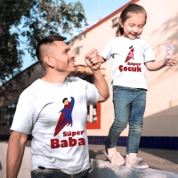 Süper Kahraman Baba Kız Çocuk Tişört Kombini - 2