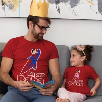 Süper Kahraman Baba Kız Çocuk Tişört Kombini - 3
