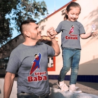 Süper Kahraman Baba Kız Çocuk Tişört Kombini - 4