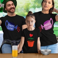 Aşkımızın Meyvesi Anne Baba ve Kız Çocuk Tişört Kombini - 3