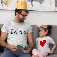 I Love You Baba Kız Çocuk Tişört Kombini - 2