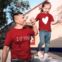 I Love You Baba Kız Çocuk Tişört Kombini - 3