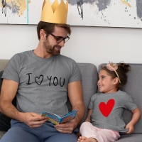 I Love You Baba Kız Çocuk Tişört Kombini - 4