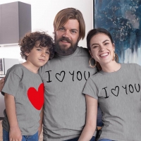 I Love You Anne Baba ve Erkek Çocuk Tişört Kombini - 4