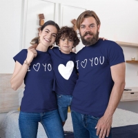 I Love You Anne Baba ve Erkek Çocuk Tişört Kombini - 5