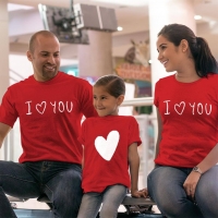 I Love You Anne Baba ve Kız Çocuk Tişört Kombini