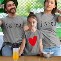 I Love You Anne Baba ve Kız Çocuk Tişört Kombini - 5