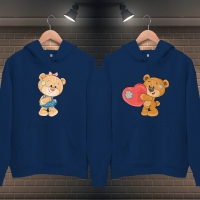 Sevimli Ayı Baskılı Kapüşonlu Sevgili Kombini - 3