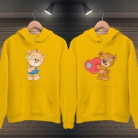 Sevimli Ayı Baskılı Kapüşonlu Sevgili Kombini - 4