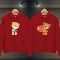 Sevimli Ayı Baskılı Kapüşonlu Sevgili Kombini - 5