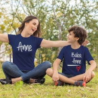 Anne Baba Sevgisi Tasarımlı Anne ve Erkek Çocuk Kombini - 3