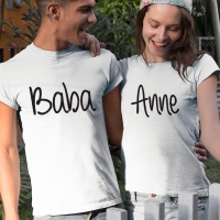 Anne Baba Yazılı Sevgili Tişört Kombini - 2