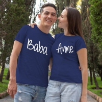 Anne Baba Yazılı Sevgili Tişört Kombini - 3