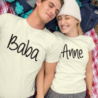 Anne Baba Yazılı Sevgili Tişört Kombini - 5