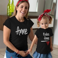 Anne Baba Sevgisi Tasarımlı Anne ve Kız Çocuk Kombini - 3