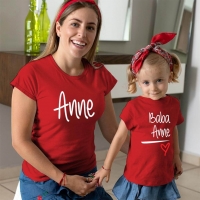 Anne Baba Sevgisi Tasarımlı Anne ve Kız Çocuk Kombini - 5