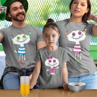 Sevimli Canavar Anne Baba Kız Çocuk Kombini - 4