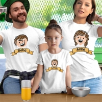Aile Temalı Anne Baba ve Kız Çocuk Tişört Kombini - 2
