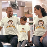 Aile Temalı Anne Baba ve Kız Çocuk Tişört Kombini - 5