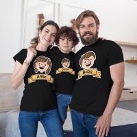 Aile Temalı Anne Baba ve Erkek Çocuk Tişört Kombini - 3